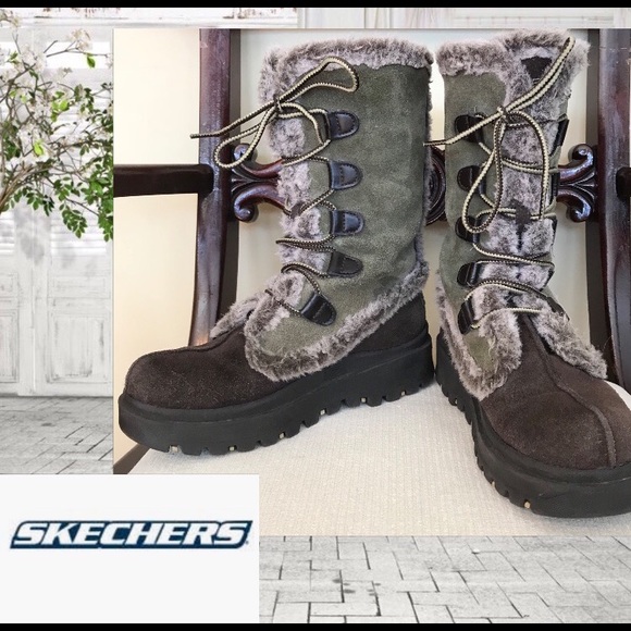 skechers shearling boots